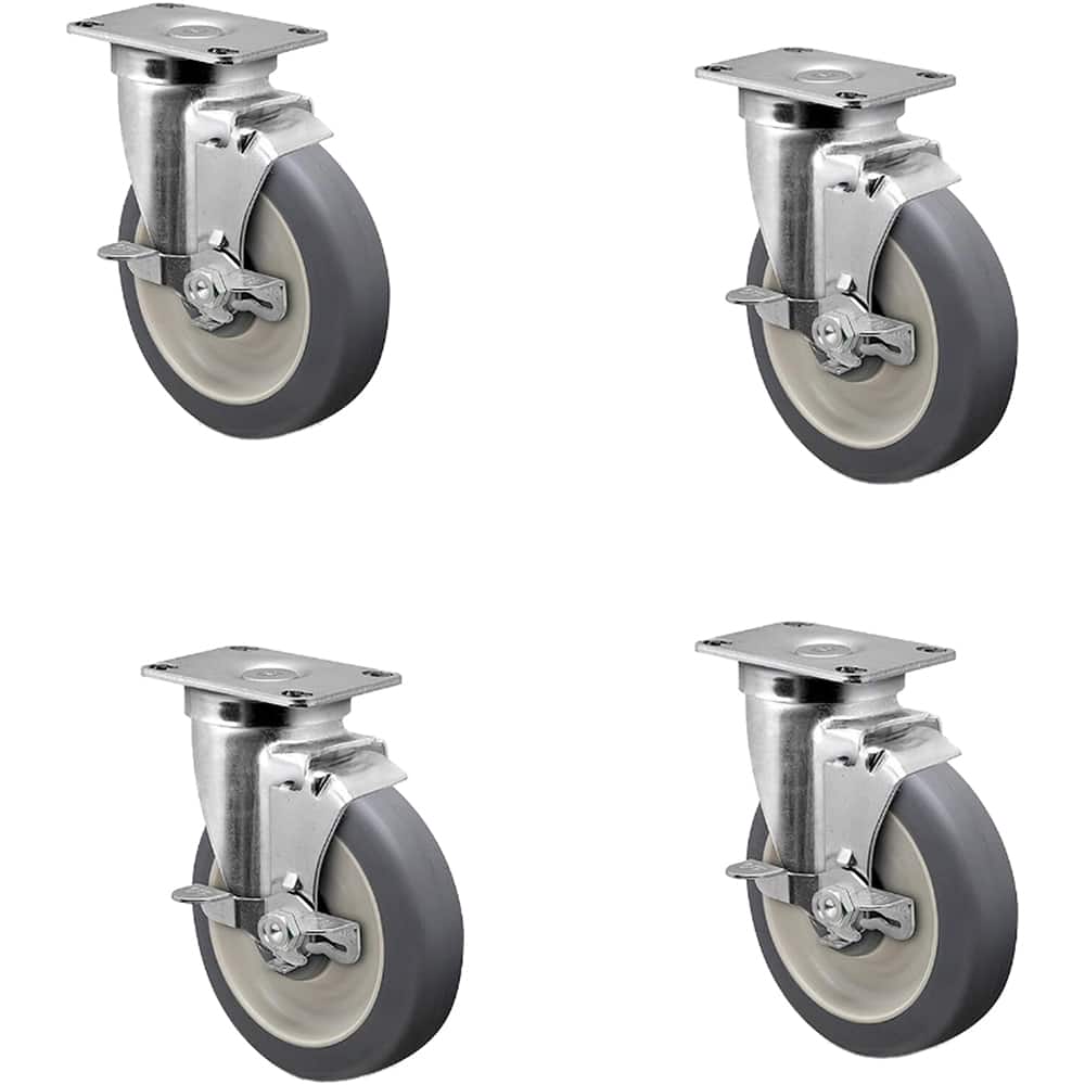 Linco - Standard Casters; Mount: Top Plate ; Style: Swivel ; Wheel Diameter: 5 (Inch); Wheel Width: 1-1/4 (Inch); Overall Height (Inch): 6-1/4 ; Load Capacity (Lb.): 1200.000 - Exact Tool & Supply