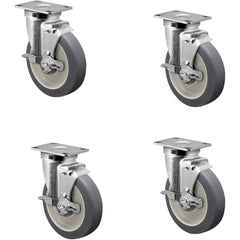 Linco - Standard Casters; Mount: Top Plate ; Style: Swivel ; Wheel Diameter: 5 (Inch); Wheel Width: 1-1/4 (Inch); Overall Height (Inch): 6-1/4 ; Load Capacity (Lb.): 1200.000 - Exact Tool & Supply