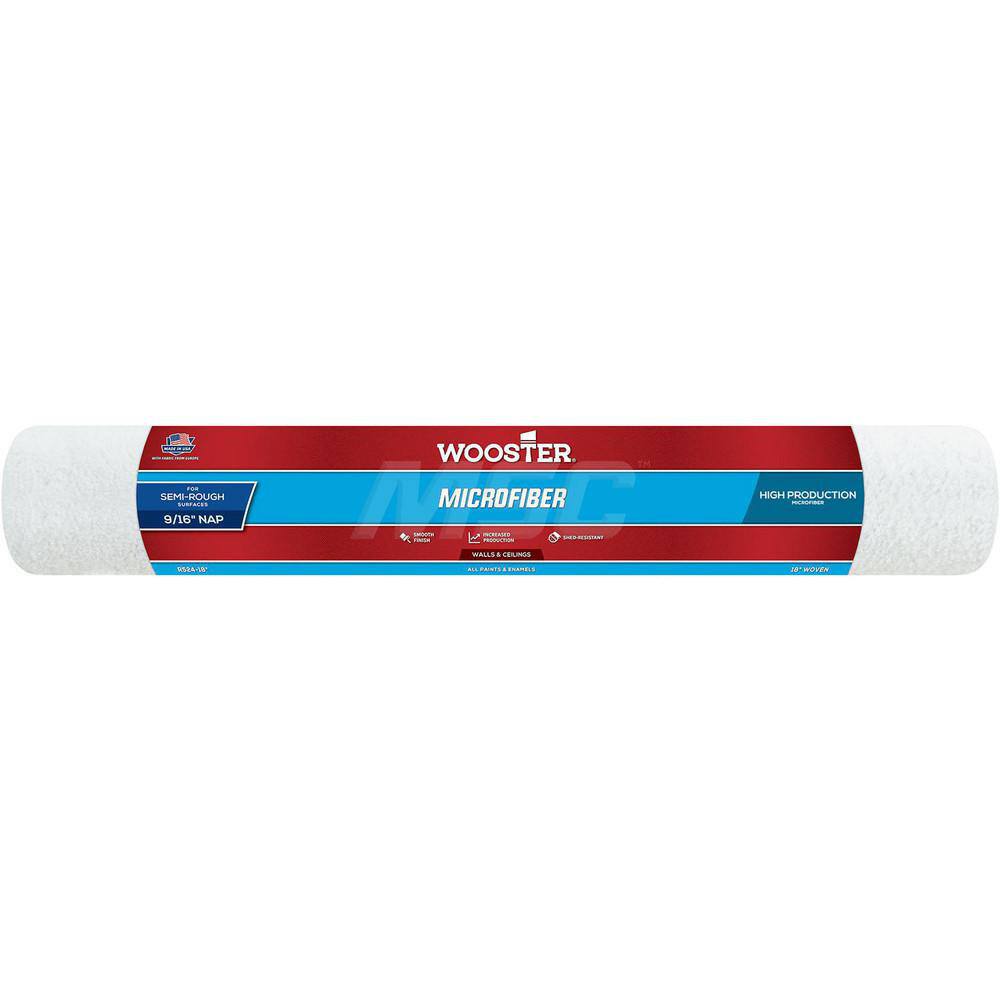 Wooster Brush - Paint Roller Covers; Type: Roller Cover ; Nap Size (Inch): 9/16 ; Nap Size (Decimal Inch): 0.5625 ; Width (Inch): 18 ; Texture: Semi-Rough ; Material: Microfiber - Exact Tool & Supply