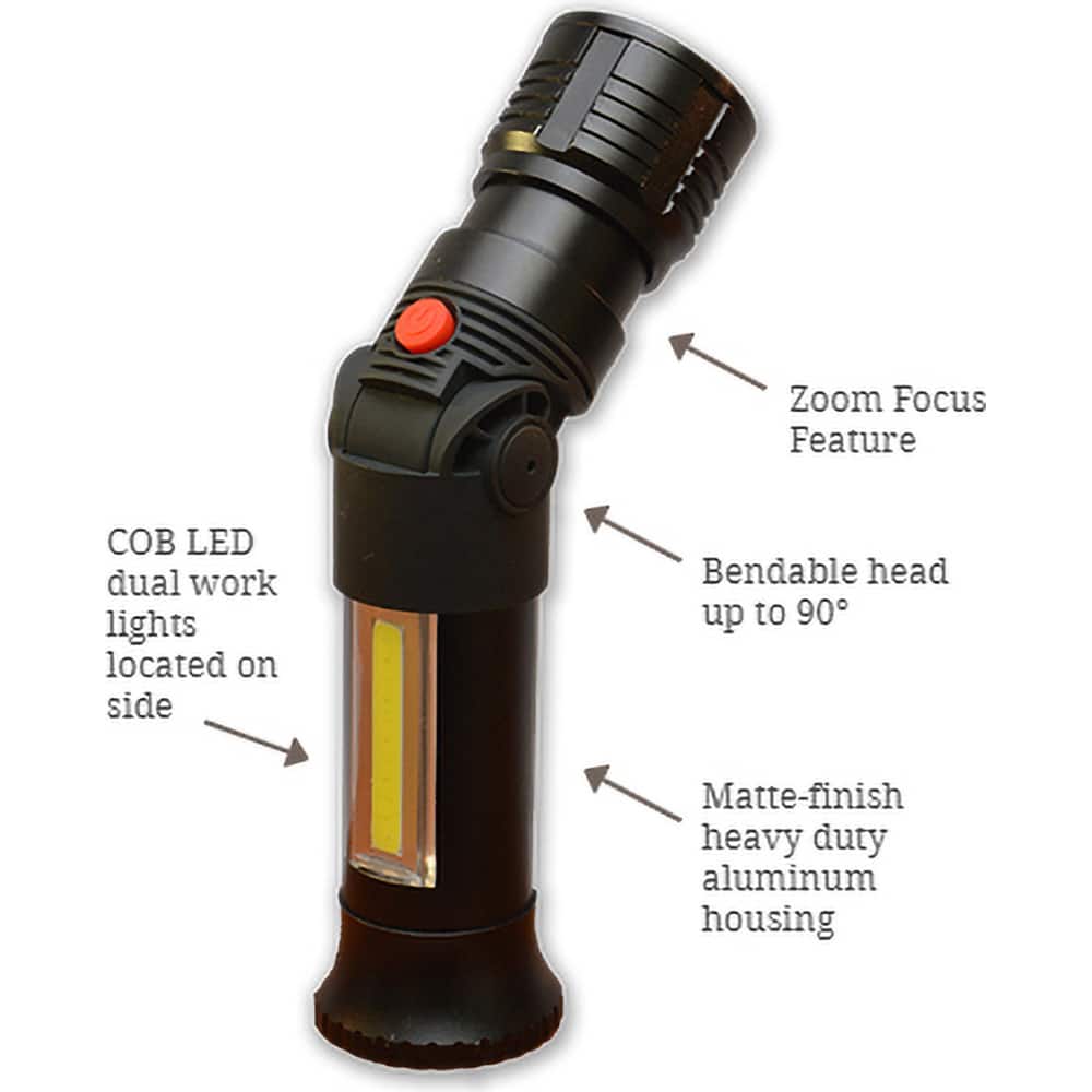 GoGreen Power - Flashlights; Type: Industrial/Tactical ; Bulb Type: LED ; Battery Size: AAA ; Rechargeable: Disposable ; Body Color: Black ; Complete Light Output (Lumens): 300 - Exact Tool & Supply
