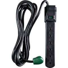 GoGreen Power - Power Outlet Strips; Amperage: 15 ; Voltage: 125 ; Number of Outlets: 6 ; Material: Plastic ; Mounting Type: Floor ; Cord Length (Feet): 12 - Exact Tool & Supply
