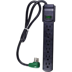 GoGreen Power - Power Outlet Strips; Amperage: 15 ; Voltage: 125 ; Number of Outlets: 6 ; Material: Plastic ; Mounting Type: Floor ; Cord Length (Feet): 2.5 - Exact Tool & Supply