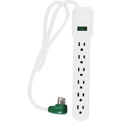 GoGreen Power - Power Outlet Strips; Amperage: 15 ; Voltage: 125 ; Number of Outlets: 6 ; Material: Plastic ; Mounting Type: Floor ; Cord Length (Feet): 2.5 - Exact Tool & Supply