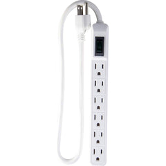 GoGreen Power - Power Outlet Strips; Amperage: 15 ; Voltage: 125 ; Number of Outlets: 6 ; Material: Plastic ; Mounting Type: Floor ; Cord Length (Feet): 2.5 - Exact Tool & Supply