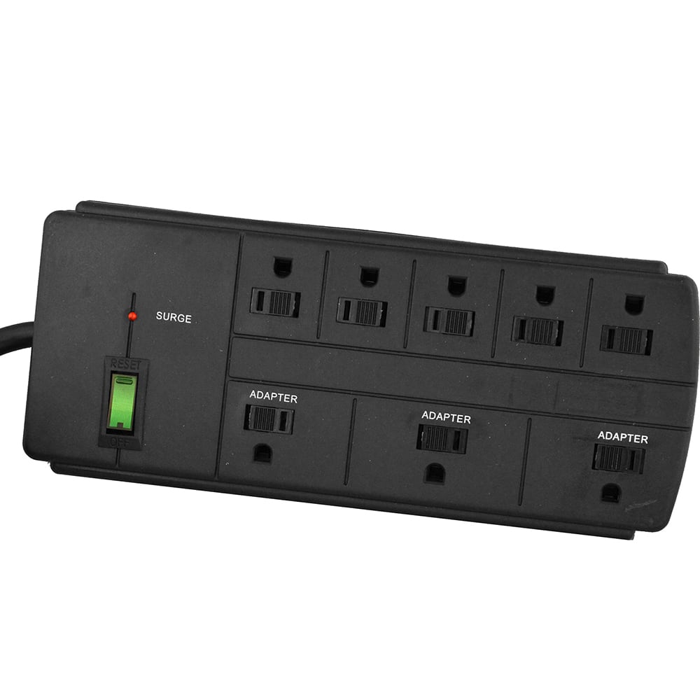 GoGreen Power - Power Outlet Strips; Amperage: 15 ; Voltage: 125 ; Number of Outlets: 8 ; Material: Plastic ; Mounting Type: Floor ; Cord Length (Feet): 6 - Exact Tool & Supply