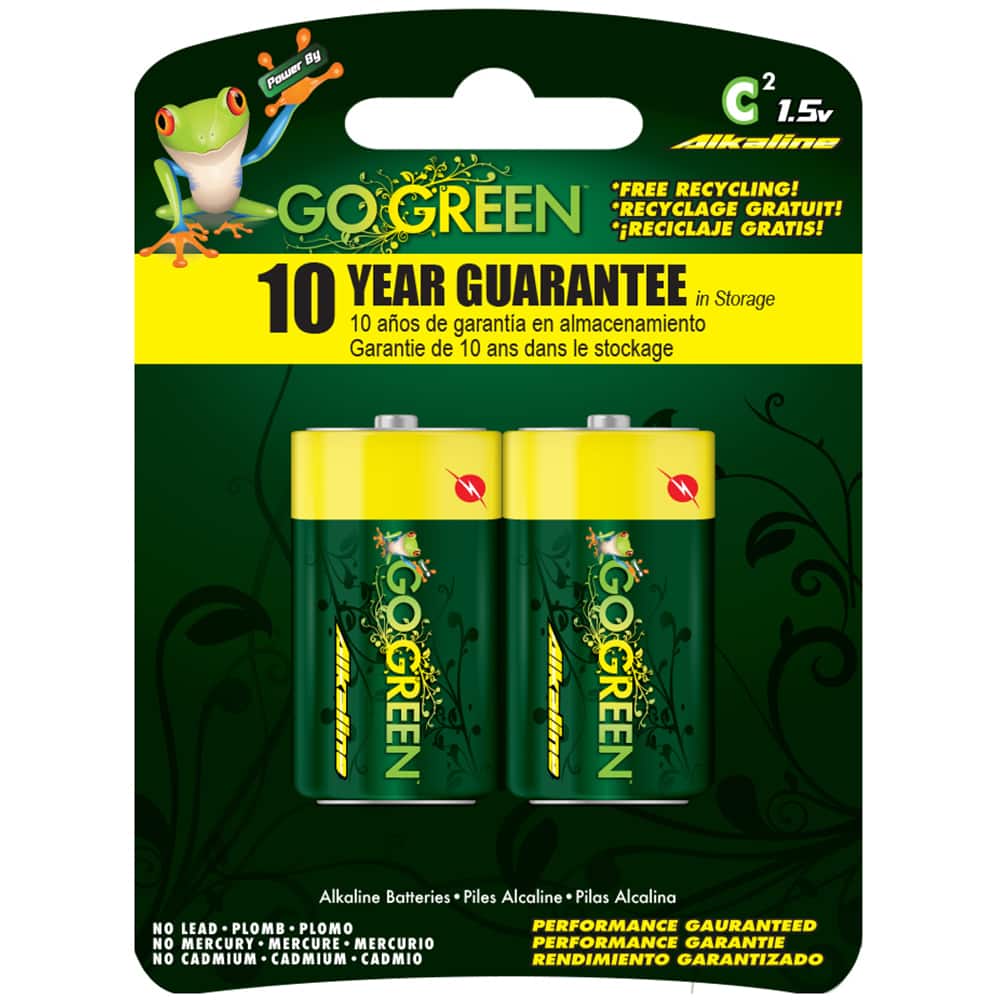 GoGreen Power - Batteries; Type: Standard ; Battery Size: C ; Battery Chemistry: Alkaline ; Voltage: 120 ; Rechargeable: No ; Terminal Style: Button Tab - Exact Tool & Supply