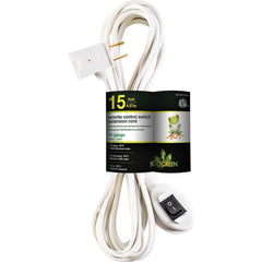 GoGreen Power - Power Cords; Cord Type: Replacement Cord ; Overall Length (Feet): 15 ; Cord Color: White ; Amperage: 13 ; Voltage: 125 ; Wire Gauge/Number of Conductors: 16/2 - Exact Tool & Supply