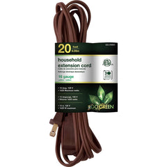 GoGreen Power - Power Cords; Cord Type: Replacement Cord ; Overall Length (Feet): 20 ; Cord Color: Brown ; Amperage: 13 ; Voltage: 125 ; Wire Gauge/Number of Conductors: 16/2 - Exact Tool & Supply