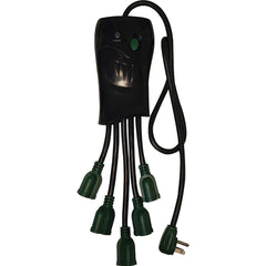 GoGreen Power - Power Outlet Strips; Amperage: 15 ; Voltage: 125 ; Number of Outlets: 5 ; Material: Plastic ; Mounting Type: Floor ; Cord Length (Feet): 3 - Exact Tool & Supply