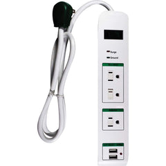 GoGreen Power - Power Outlet Strips; Amperage: 15 ; Voltage: 125 ; Number of Outlets: 3 ; Material: Plastic ; Mounting Type: Floor ; Cord Length (Feet): 3 - Exact Tool & Supply