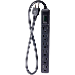 GoGreen Power - Power Outlet Strips; Amperage: 15 ; Voltage: 125 ; Number of Outlets: 6 ; Material: Plastic ; Mounting Type: Floor ; Cord Length (Feet): 2.5 - Exact Tool & Supply
