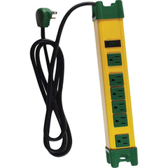 GoGreen Power - Power Outlet Strips; Amperage: 15 ; Voltage: 125 ; Number of Outlets: 6 ; Material: Metal ; Mounting Type: Floor ; Cord Length (Feet): 6 - Exact Tool & Supply