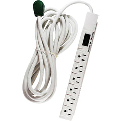 GoGreen Power - Power Outlet Strips; Amperage: 15 ; Voltage: 125 ; Number of Outlets: 6 ; Material: Plastic ; Mounting Type: Floor ; Cord Length (Feet): 15 - Exact Tool & Supply