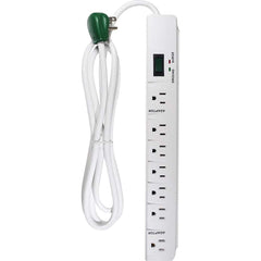 GoGreen Power - Power Outlet Strips; Amperage: 15 ; Voltage: 125 ; Number of Outlets: 7 ; Material: Plastic ; Mounting Type: Floor ; Cord Length (Feet): 6 - Exact Tool & Supply