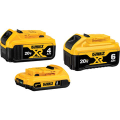 DeWALT - Power Tool Batteries; Voltage: 20.00 ; Battery Chemistry: Lithium Ion ; Battery Capacity (Ah): 6.00 ; Battery Series: 20V MAX ; Includes: DCB206 6.0Ah XR Battery; DCB204 4.0Ah Battery; DCB203 2.0Ah Battery - Exact Tool & Supply