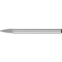 PFERD - SG-41, 1/8" Cut Diam, 1/8" Shank Diam, Carbide Diamond Pattern Tree with Pointed End Burr - Exact Tool & Supply