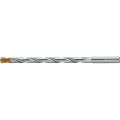 Extra Length Drill Bit: 0.5709″ Dia, 140 °, Solid Carbide TiSiAlCrN Finish, 8.189″ Flute Length, 10.236″ OAL, Straight-Cylindrical Shank, Series DC160-12-A1