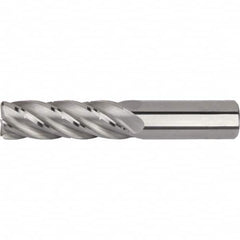 Corner Radius End Mill: 3/8″ Dia, 1-1/8″ LOC, 0.015″ Radius, 5 Flutes, Solid Carbide 3″ OAL, 3/8″ Shank Dia, 35 ° Helix, Bright/Uncoated, Corner Radius End, Centercutting, Series KOR5