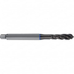 Spiral Flute Tap: M12 x 1.75, Metric, 3 Flute, Semi-Bottoming, 6H + 0.1 Class of Fit, HSS-E, TiAlN Finish Right Hand Flute, Right Hand Thread, D14 & D15, Series 4627