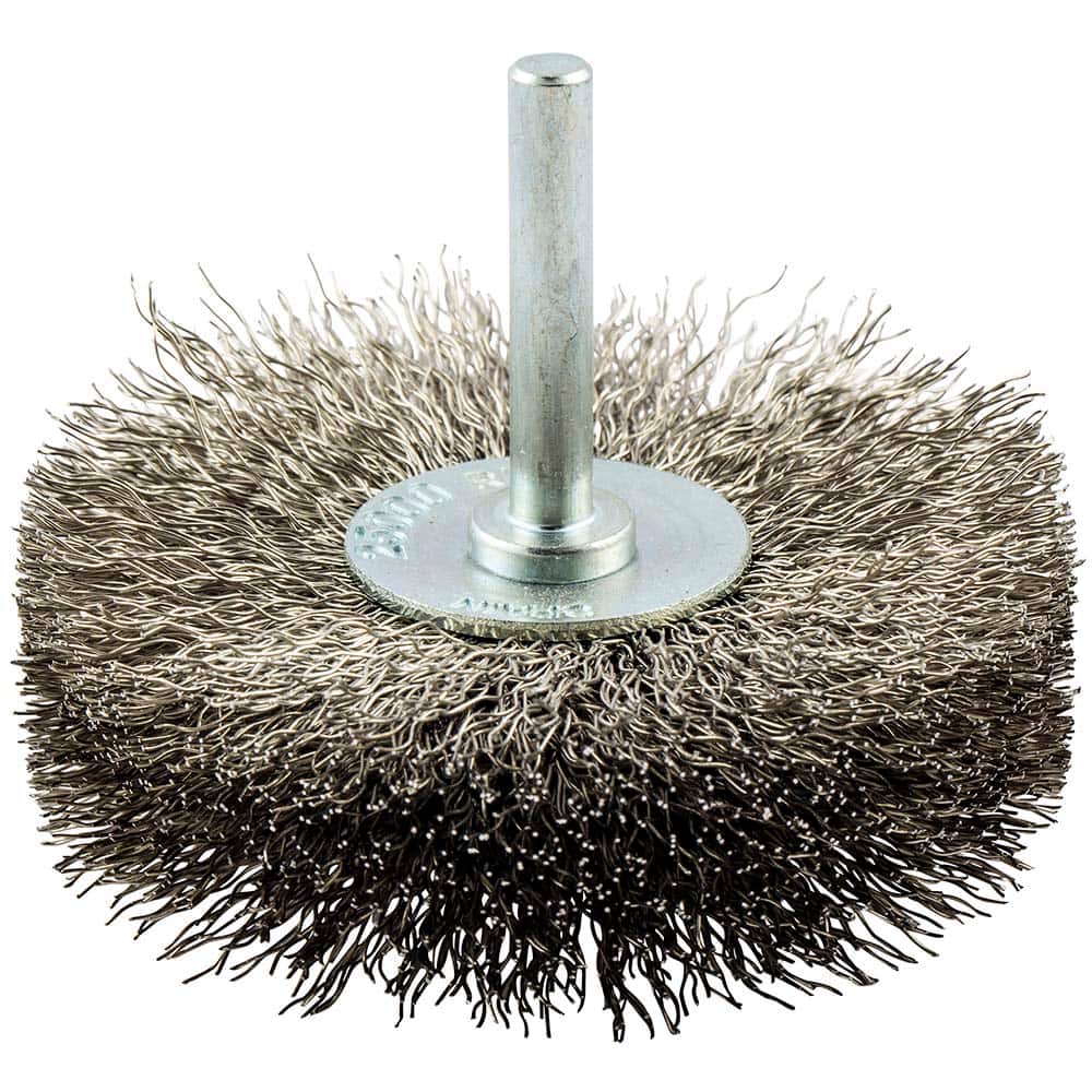 Norton - 3" OD, Crimped Stainless Steel Wheel Brush - Exact Tool & Supply