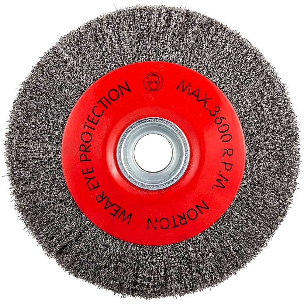 Norton - 10" OD, 3/4" Arbor Hole, Crimped Carbon Wheel Brush - Exact Tool & Supply