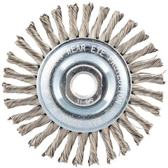 Norton - 4" OD, 5/8-11 Arbor Hole, Stringer Bead Twist Knot Stainless Steel Wheel Brush - Exact Tool & Supply