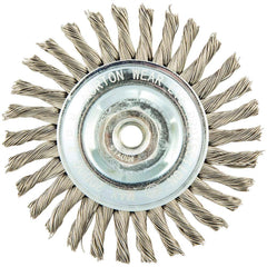 Norton - 4" OD, M10 Arbor Hole, Stringer Bead Twist Knot Stainless Steel Wheel Brush - Exact Tool & Supply
