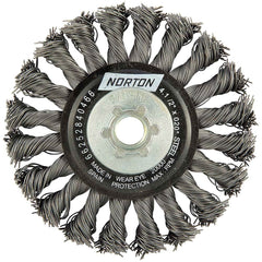 Norton - 4-1/2" OD, 5/8-11 Arbor Hole, Knotted Carbon Wheel Brush - Exact Tool & Supply