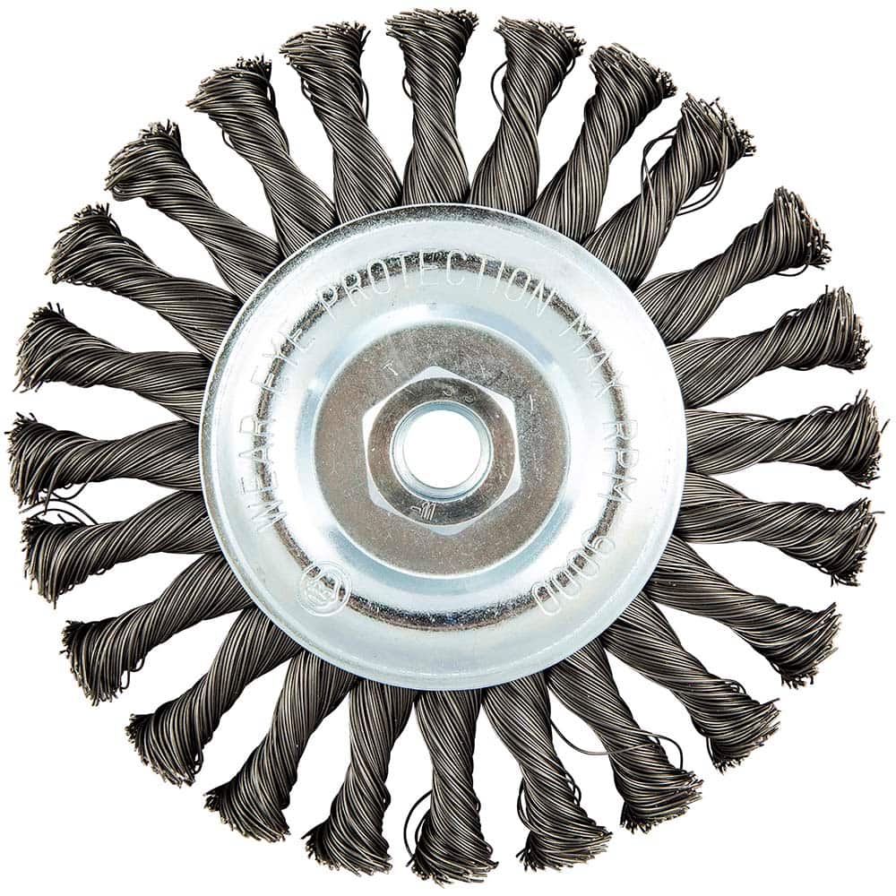 Norton - 6" OD, 5/8-11 Arbor Hole, Knotted Carbon Wheel Brush - Exact Tool & Supply