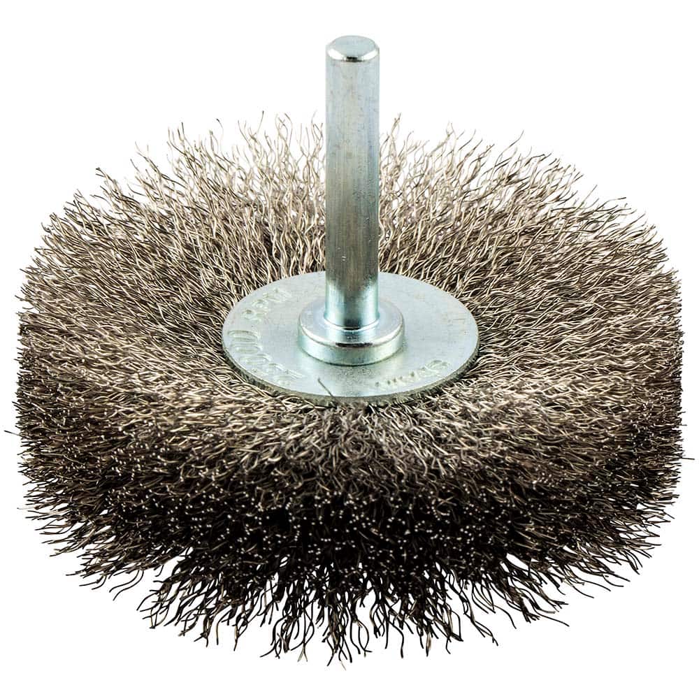 Norton - 3" OD, Crimped Stainless Steel Wheel Brush - Exact Tool & Supply