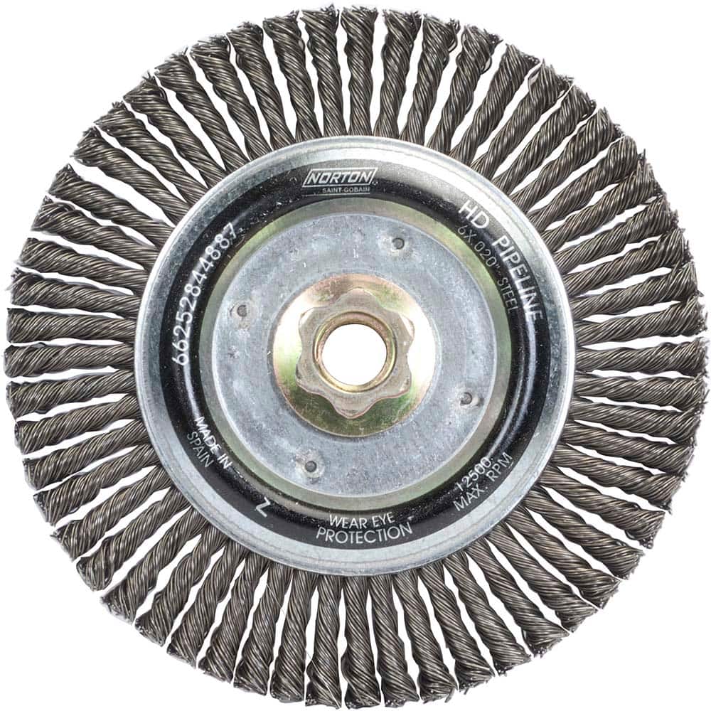 Norton - 6" OD, 5/8-11 Arbor Hole, Stringer Bead Carbon Wheel Brush - Exact Tool & Supply