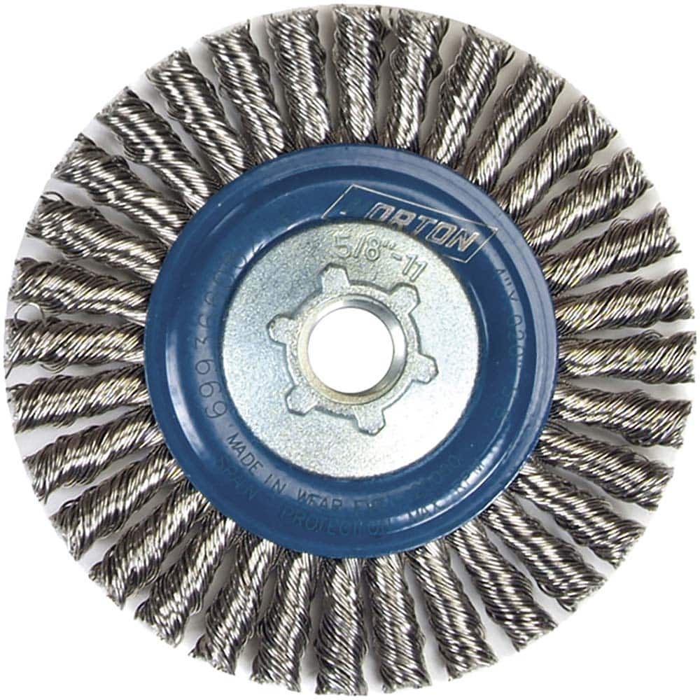Norton - 4" OD, 5/8-11 Arbor Hole, Stringer Bead Twist Knot Stainless Steel Wheel Brush - Exact Tool & Supply