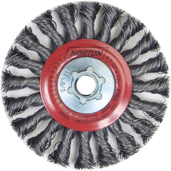 Norton - 4-1/2" OD, 5/8-11 Arbor Hole, Knotted Carbon Wheel Brush - Exact Tool & Supply