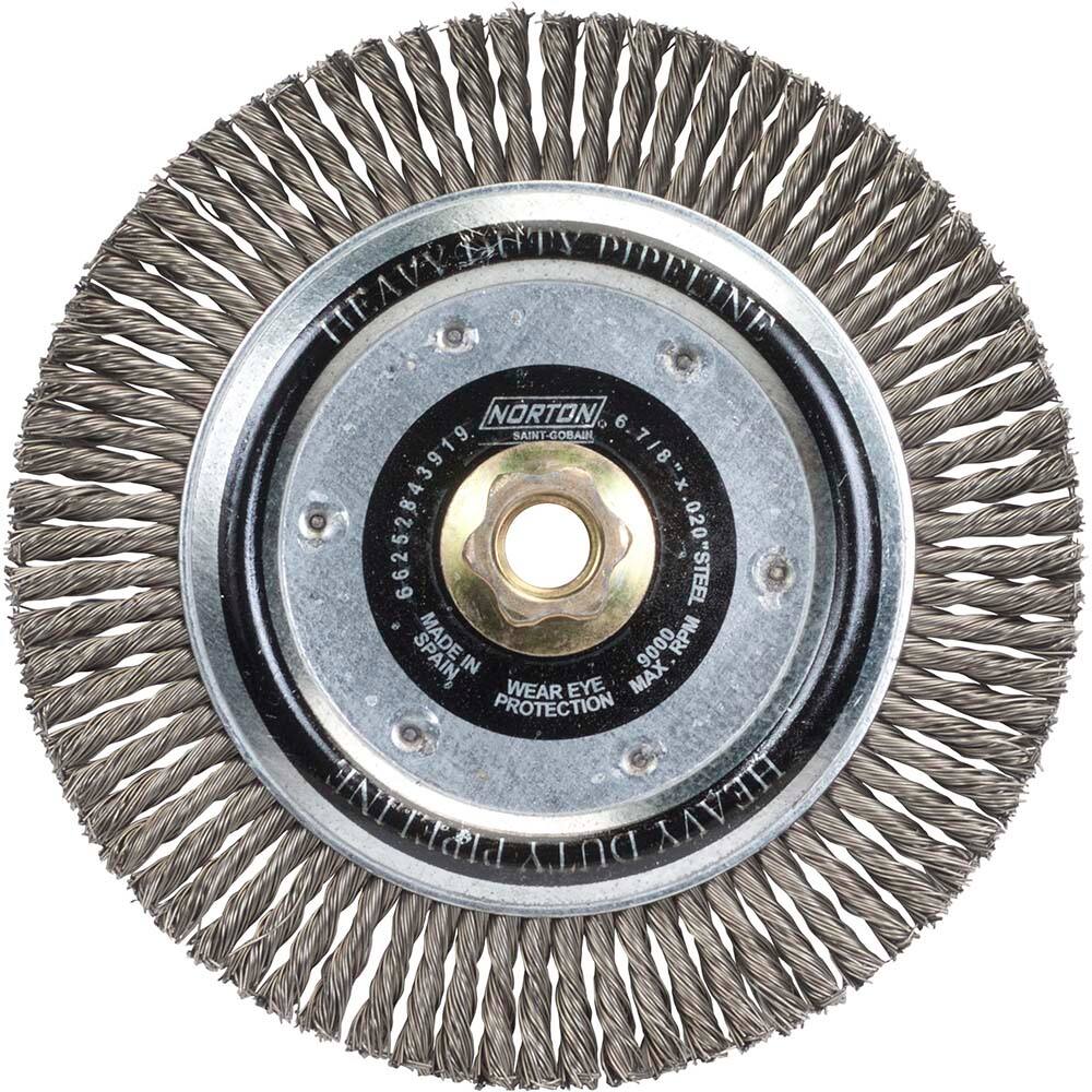 Norton - 6-7/8" OD, 5/8-11 Arbor Hole, Stringer Bead Carbon Wheel Brush - Exact Tool & Supply