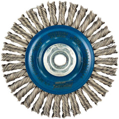 Norton - 4" OD, M10 Arbor Hole, Stringer Bead Twist Knot Stainless Steel Wheel Brush - Exact Tool & Supply