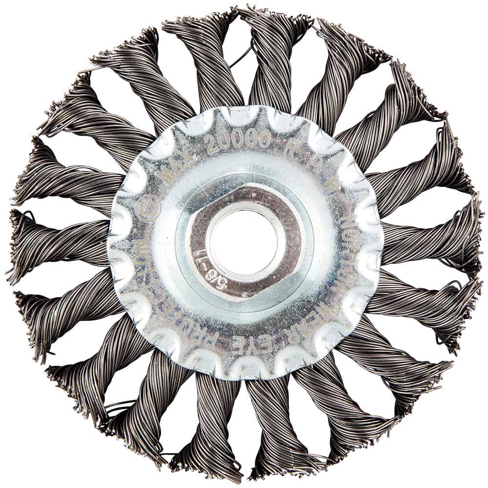 Norton - 4" OD, 5/8-11 Arbor Hole, Stringer Bead Twist Knot Carbon Wheel Brush - Exact Tool & Supply