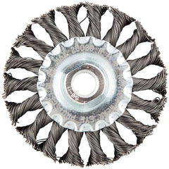 Norton - 4" OD, 5/8-11 Arbor Hole, Stringer Bead Twist Knot Carbon Wheel Brush - Exact Tool & Supply