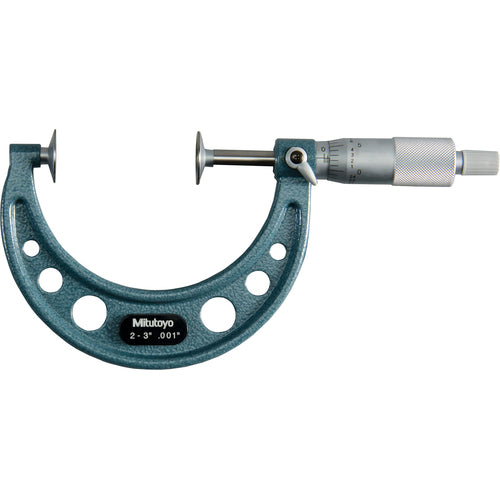 2″-3″ Measuring Range-0.001″ Graduation - Ratchet Thimble - High Speed Steel Face - Disc Micrometer - Exact Tool & Supply