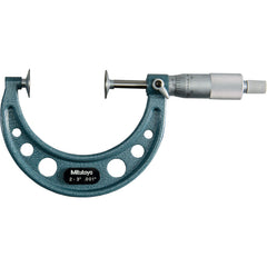 2″-3″ Measuring Range-0.001″ Graduation - Ratchet Thimble - High Speed Steel Face - Disc Micrometer - Exact Tool & Supply
