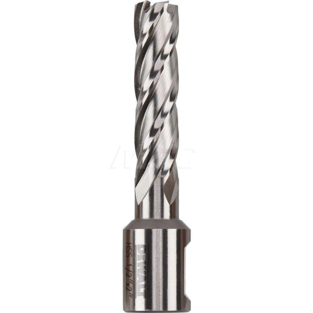 DeWALT - Annular Cutters; Cutter Diameter (Inch): 1/2 ; Cutter Diameter (Decimal Inch): 0.5000 ; Cutting Depth (Inch): 2 ; Shank Diameter (Inch): 3/4 ; Finish/Coating: Uncoated ; Cutter Material: High Speed Steel - Exact Tool & Supply