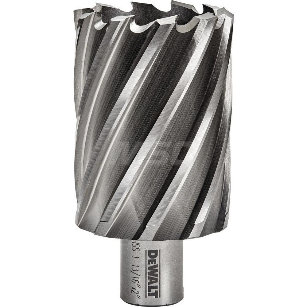 DeWALT - Annular Cutters; Cutter Diameter (Inch): 1-13/16 ; Cutter Diameter (Decimal Inch): 1.8130 ; Cutting Depth (Inch): 2 ; Shank Diameter (Inch): 3/4 ; Finish/Coating: Uncoated ; Cutter Material: High Speed Steel - Exact Tool & Supply