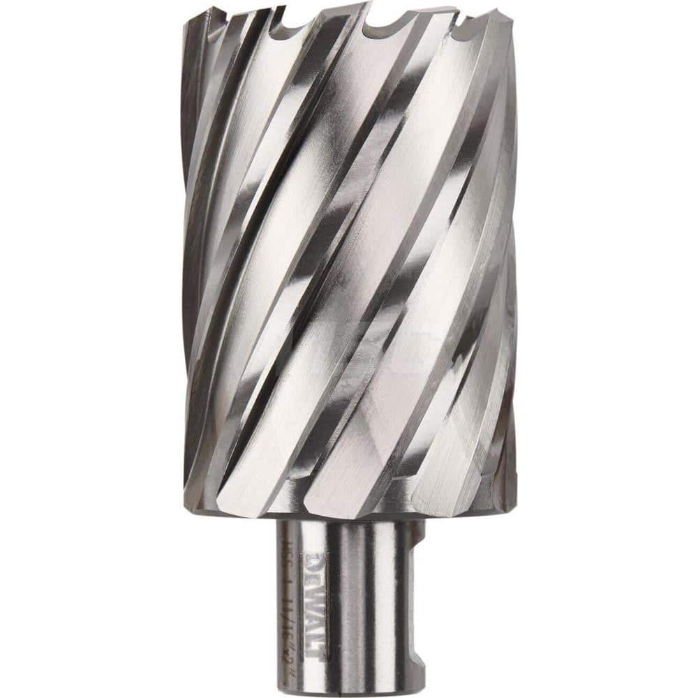 DeWALT - Annular Cutters; Cutter Diameter (Inch): 1-11/16 ; Cutter Diameter (Decimal Inch): 1.6880 ; Cutting Depth (Inch): 2 ; Shank Diameter (Inch): 3/4 ; Finish/Coating: Uncoated ; Cutter Material: High Speed Steel - Exact Tool & Supply