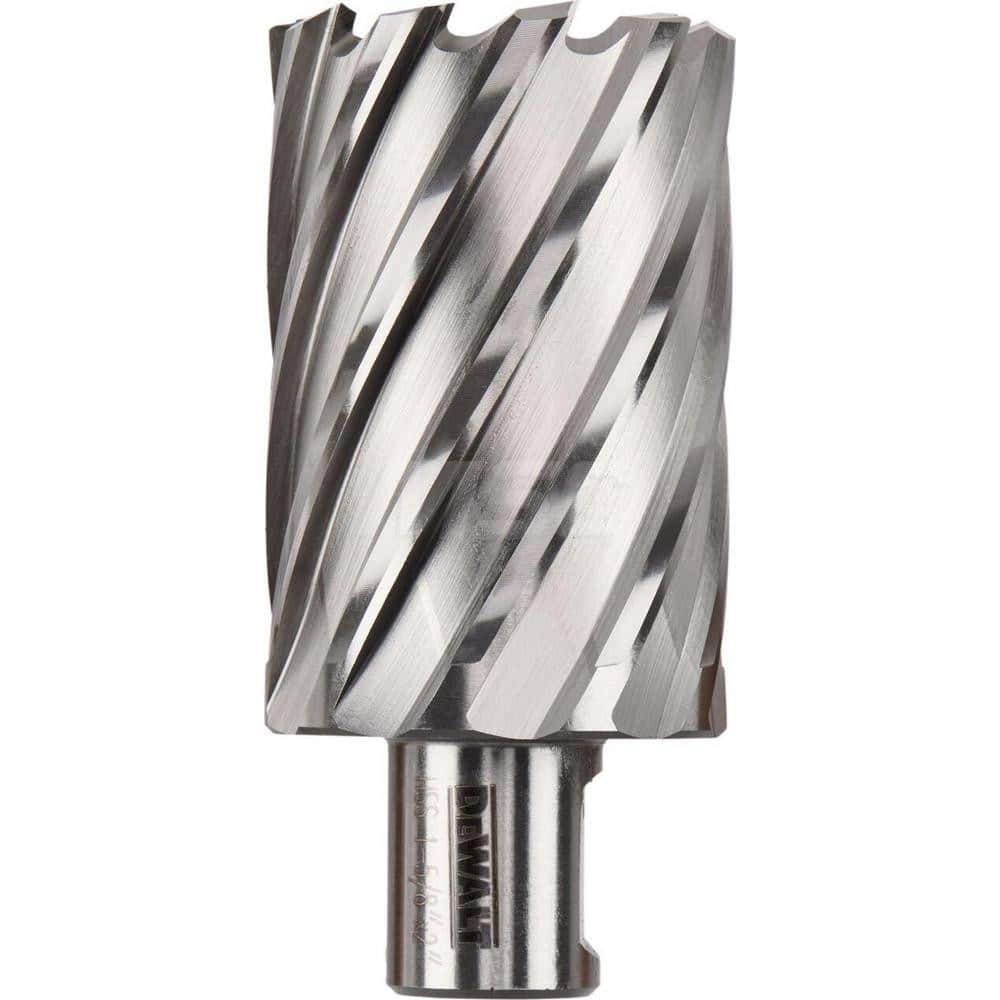 DeWALT - Annular Cutters; Cutter Diameter (Inch): 1-5/8 ; Cutter Diameter (Decimal Inch): 1.6250 ; Cutting Depth (Inch): 2 ; Shank Diameter (Inch): 3/4 ; Finish/Coating: Uncoated ; Cutter Material: High Speed Steel - Exact Tool & Supply