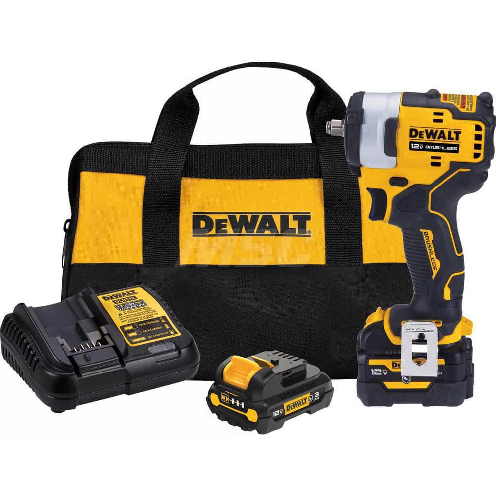 DeWALT - Cordless Impact Wrenches & Ratchets; Voltage: 12.00 ; Drive Size (Inch): 3/8 ; Battery Chemistry: Lithium-Ion ; Handle Type: Pistol Grip ; Torque (Ft/Lb): 200 ; Speed (RPM): 2800 - Exact Tool & Supply