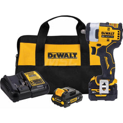 DeWALT - Cordless Impact Wrenches & Ratchets; Voltage: 12.00 ; Drive Size (Inch): 3/8 ; Battery Chemistry: Lithium-Ion ; Handle Type: Pistol Grip ; Torque (Ft/Lb): 200 ; Speed (RPM): 2800 - Exact Tool & Supply