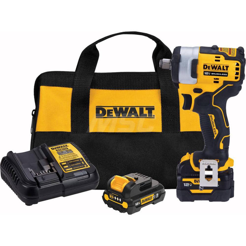 DeWALT - Cordless Impact Wrenches & Ratchets; Voltage: 12.00 ; Drive Size (Inch): 1/2 ; Battery Chemistry: Lithium-Ion ; Handle Type: Pistol Grip ; Torque (Ft/Lb): 250 ; Speed (RPM): 2800 - Exact Tool & Supply