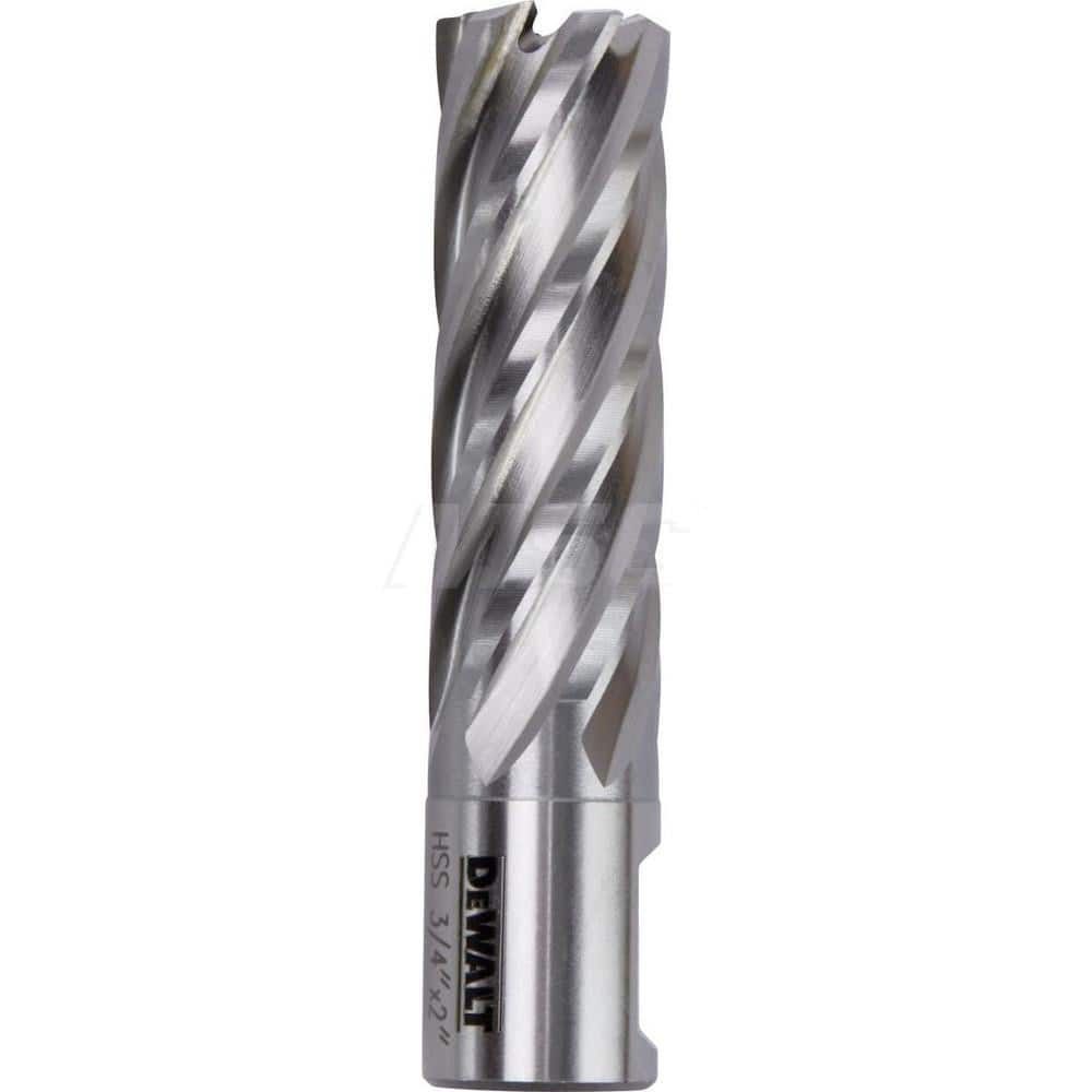 DeWALT - Annular Cutters; Cutter Diameter (Inch): 3/4 ; Cutter Diameter (Decimal Inch): 0.7500 ; Cutting Depth (Inch): 2 ; Shank Diameter (Inch): 3/4 ; Finish/Coating: Uncoated ; Cutter Material: High Speed Steel - Exact Tool & Supply