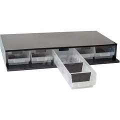 Platt & LaBonia - Stacking Bins; Type: Stacking Bins ; Width (Inch): 33-3/4 ; Height (Inch): 5-3/16 ; Bin Material: Plastic ; Bin Color: Red ; Features: Includes (5) Large Frosted Polyurethane Plastic Bins; Each Bin Includes (2) Adjustable Dividers - Exact Tool & Supply