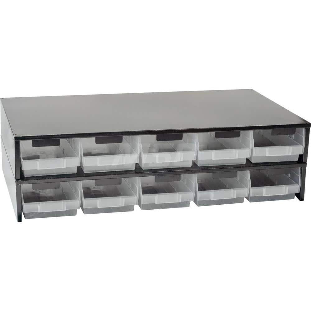 Platt & LaBonia - Stacking Bins; Type: Stacking Bins ; Width (Inch): 33-3/4 ; Height (Inch): 9-3/16 ; Bin Material: Plastic ; Bin Color: Red ; Features: Includes (10) Large Frosed Polyurethane Plastic Bins; Each Bin Includes (2) Adjustable Dividers - Exact Tool & Supply