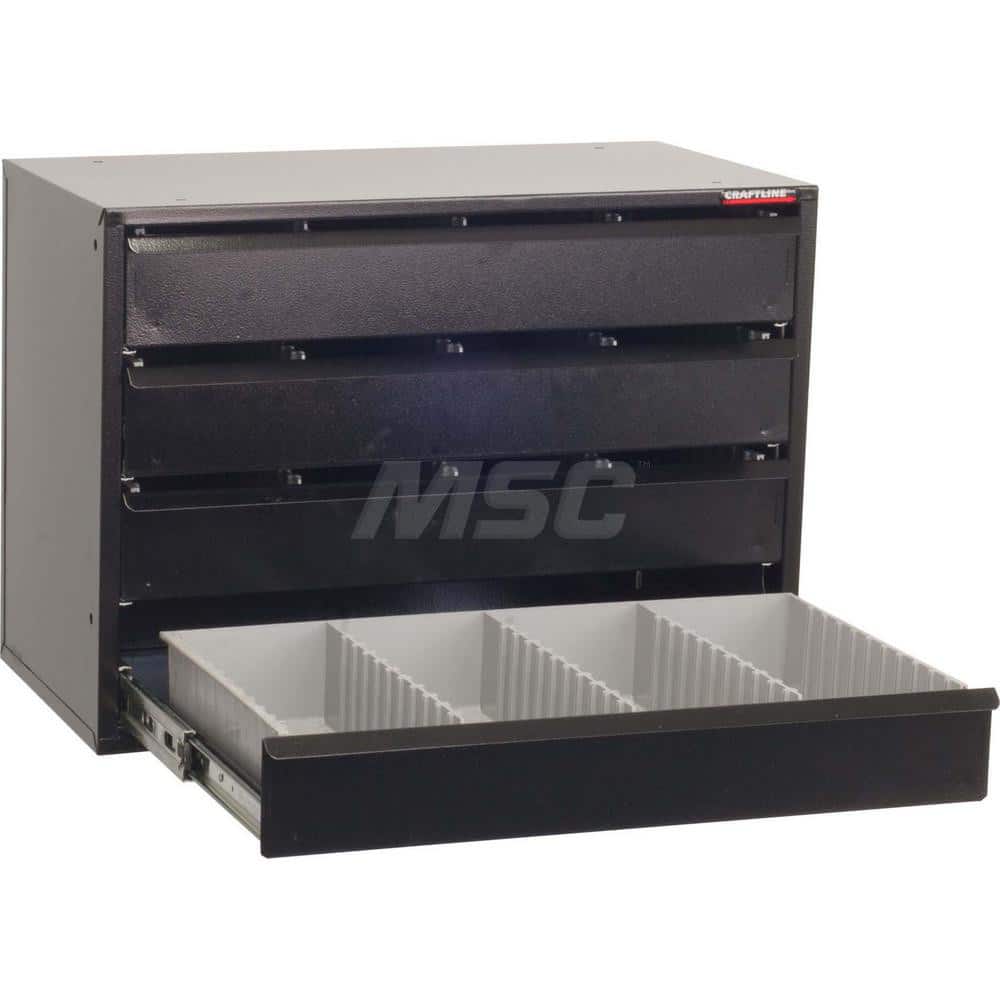 Platt & LaBonia - Small Parts Cabinets; Type: Slide Rack Cabinet w/ Drawers ; Number of Drawers: 4.000 ; Width (Inch): 20-1/2 ; Depth (Inch): 12-1/2 ; Height (Inch): 15 ; Frame Material: Steel - Exact Tool & Supply